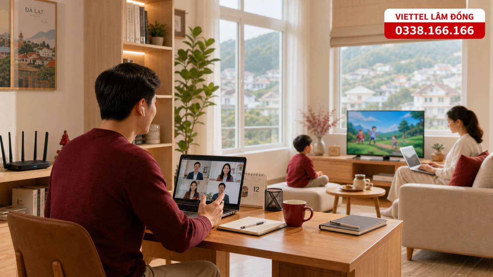 Người dùng kiểm tra vùng phủ WiFi Viettel trong ngôi nhà nhiều phòng