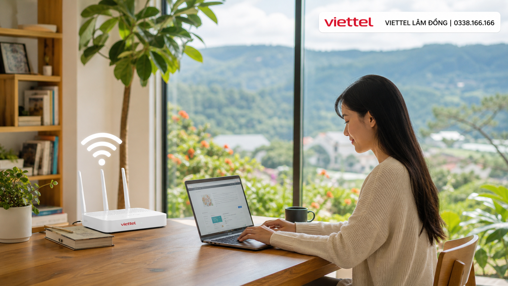 Làm việc trực tuyến với Mesh WiFi tại nhà vườn Lâm Đồng