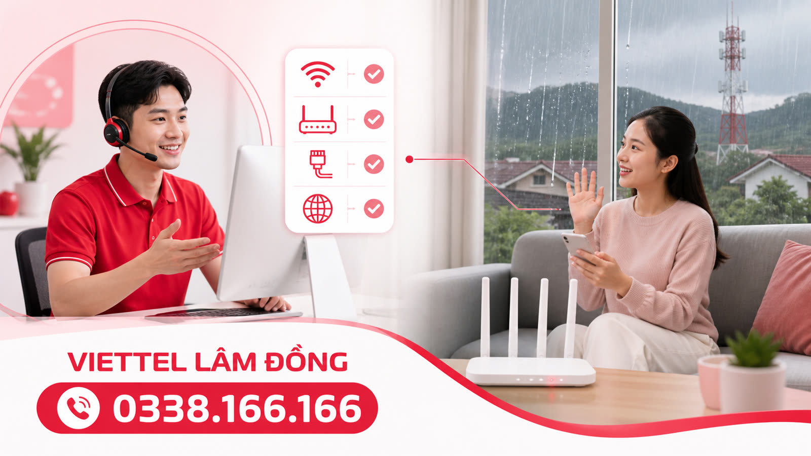 Tư vấn kỹ thuật Internet Viettel tại Lâm Đồng trong ngày mưa